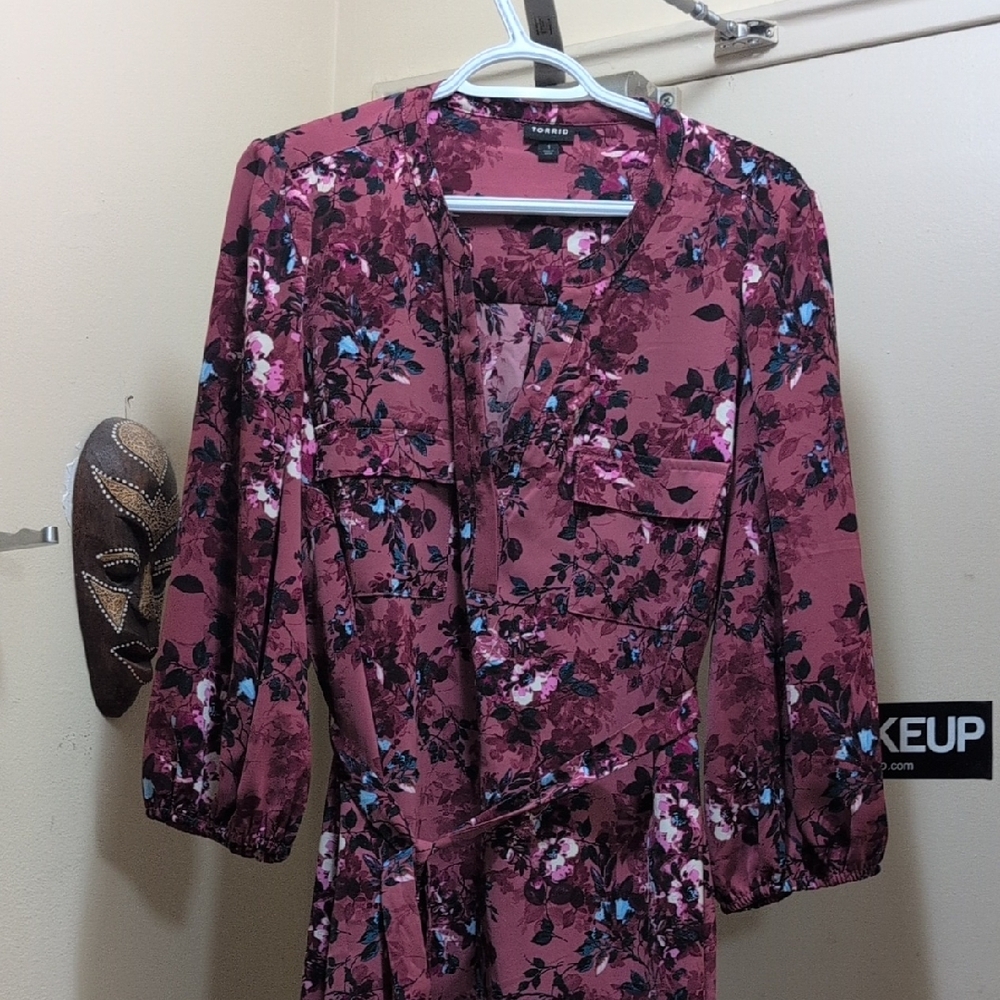 Torrid Burgundy Floral Dress - Picture 6 of 9